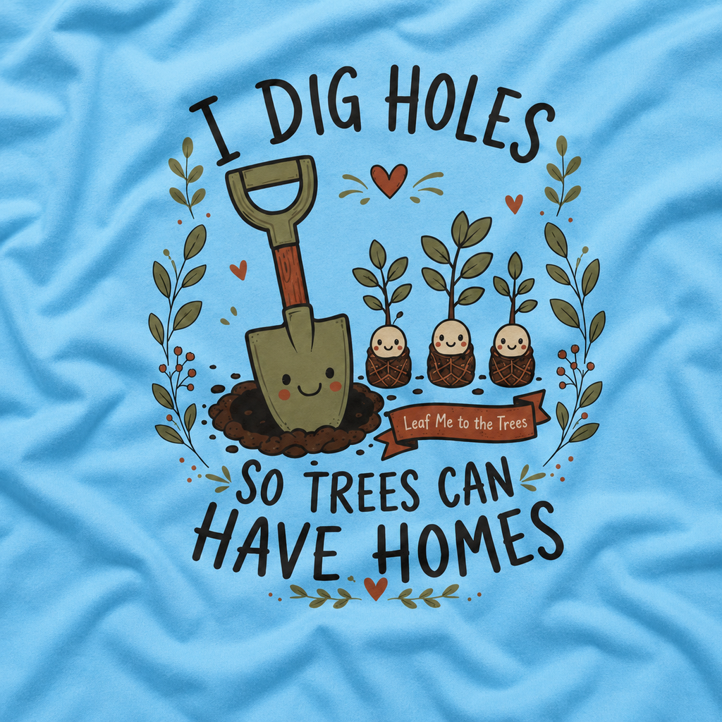 I Dig Holes So Trees Can Have Homes Version One (Gardening Good Vibes Series) T‑Shirt