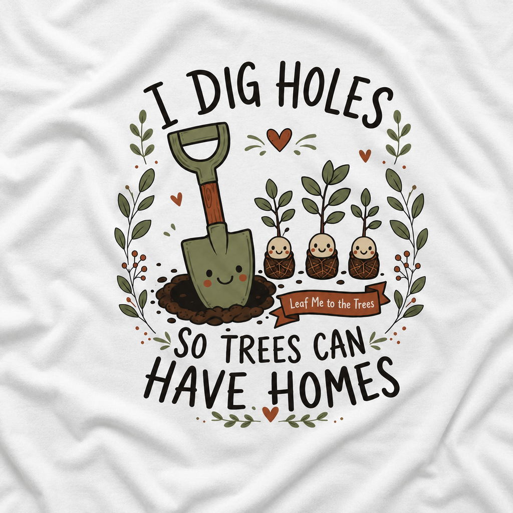 I Dig Holes So Trees Can Have Homes Version One (Gardening Good Vibes Series) T‑Shirt