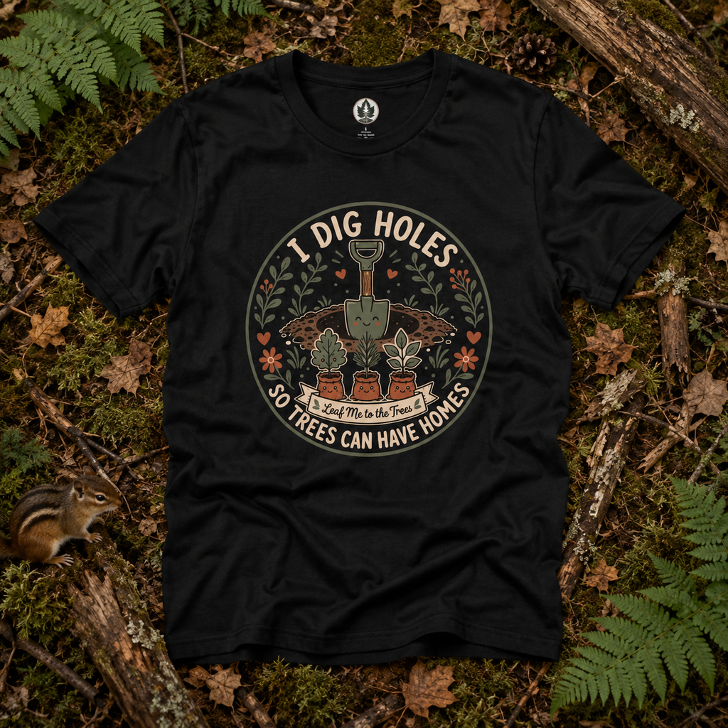 I Dig Holes So Trees Can Have Homes Version Two (Gardening Good Vibes Series) T‑Shirt