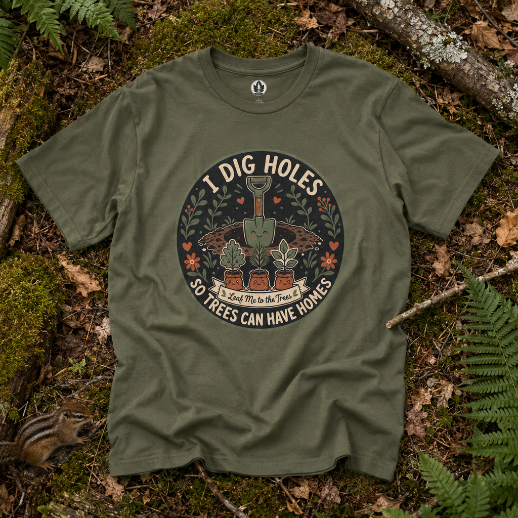 I Dig Holes So Trees Can Have Homes Version Two (Gardening Good Vibes Series) T‑Shirt