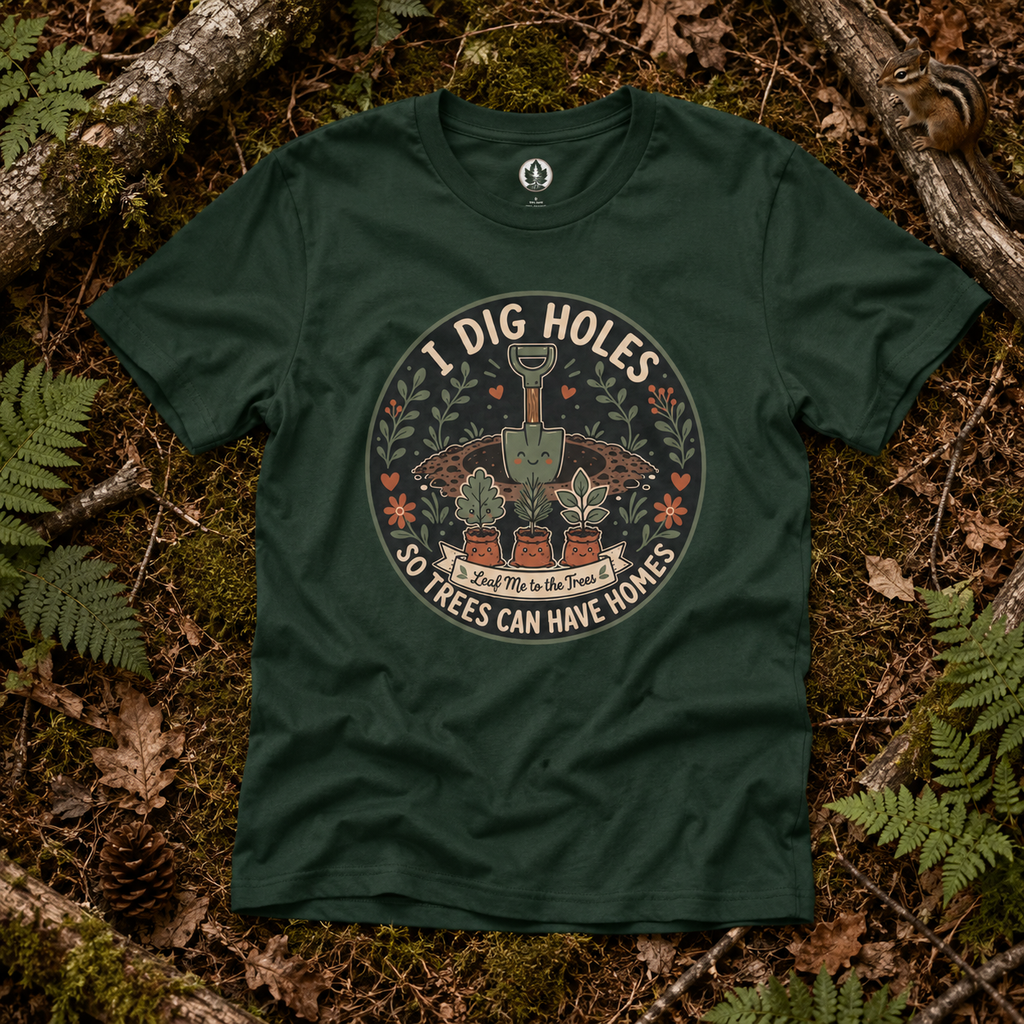 I Dig Holes So Trees Can Have Homes Version Two (Gardening Good Vibes Series) T‑Shirt
