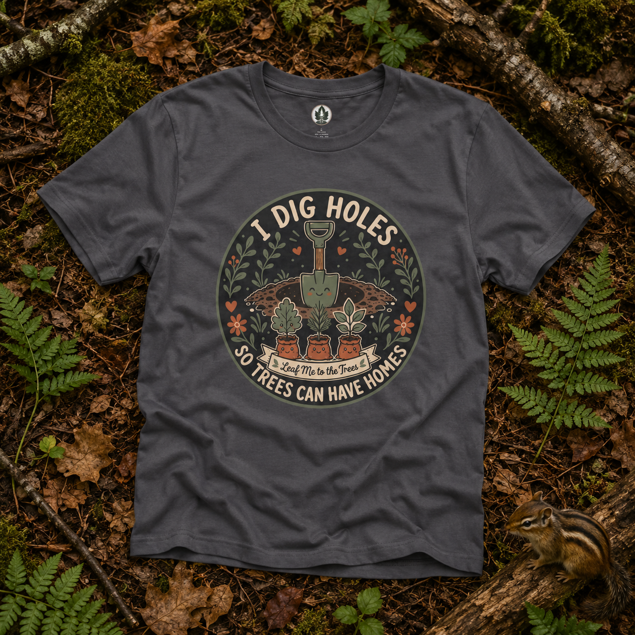 I Dig Holes So Trees Can Have Homes Version Two (Gardening Good Vibes Series) T‑Shirt