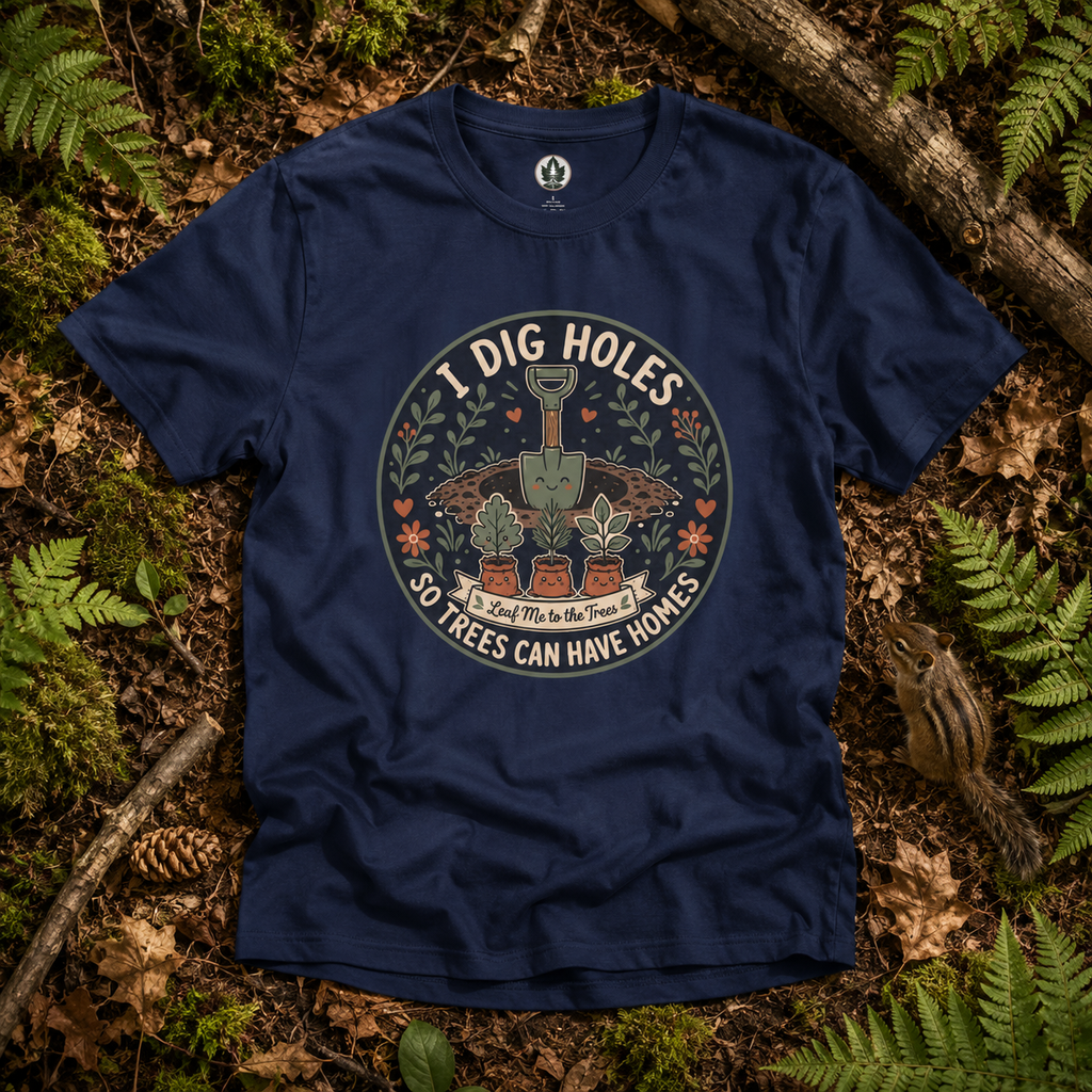 I Dig Holes So Trees Can Have Homes Version Two (Gardening Good Vibes Series) T‑Shirt