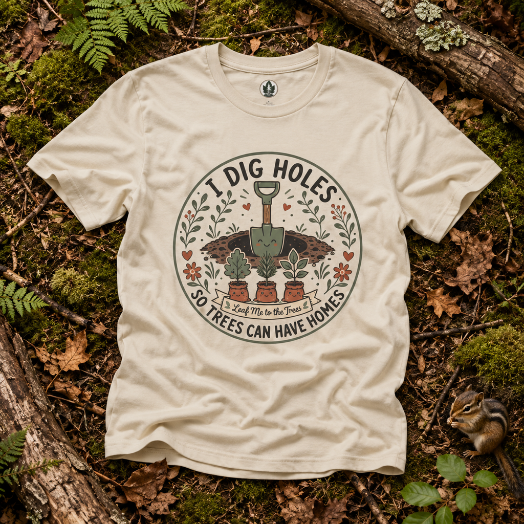 I Dig Holes So Trees Can Have Homes Version Two (Gardening Good Vibes Series) T‑Shirt