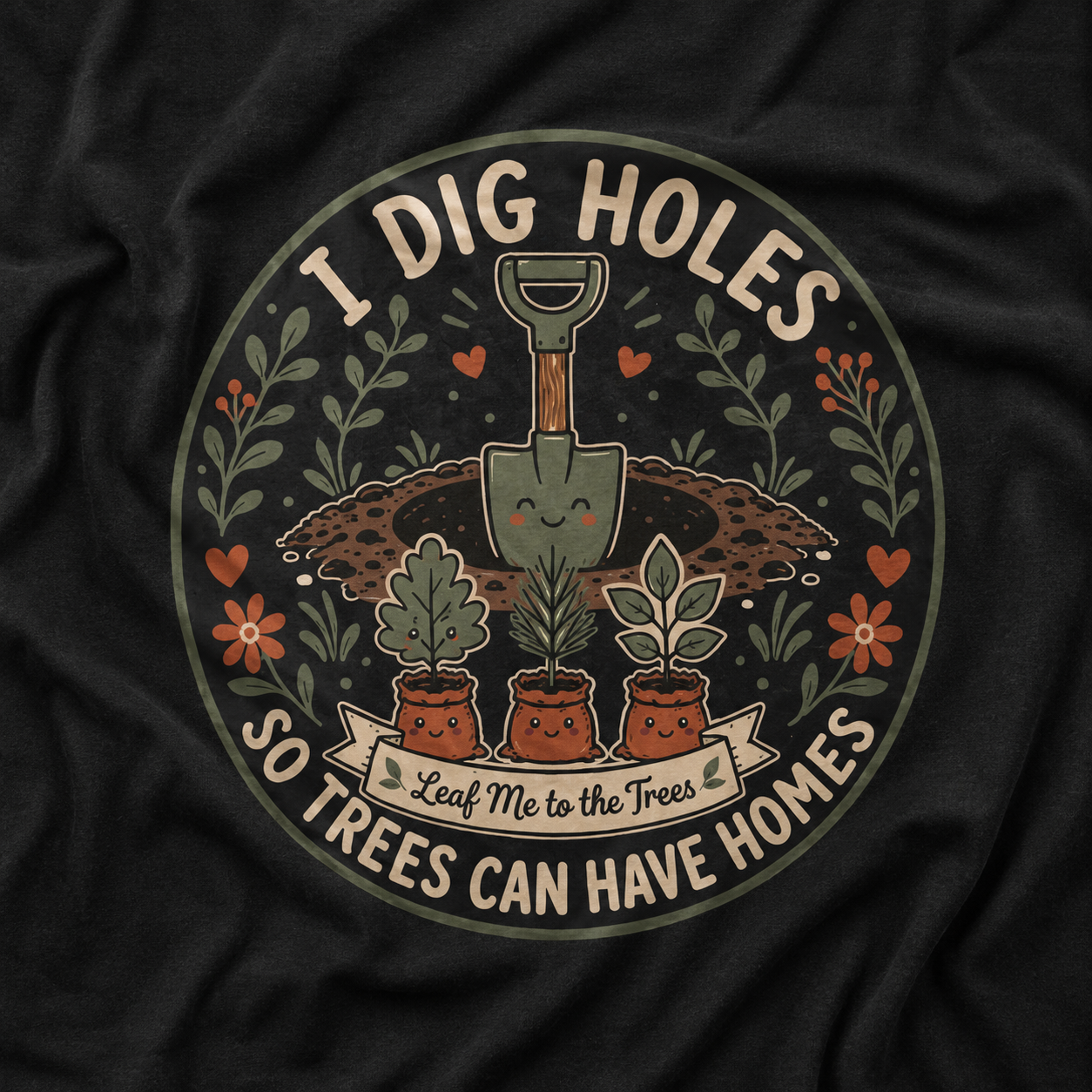 I Dig Holes So Trees Can Have Homes Version Two (Gardening Good Vibes Series) T‑Shirt