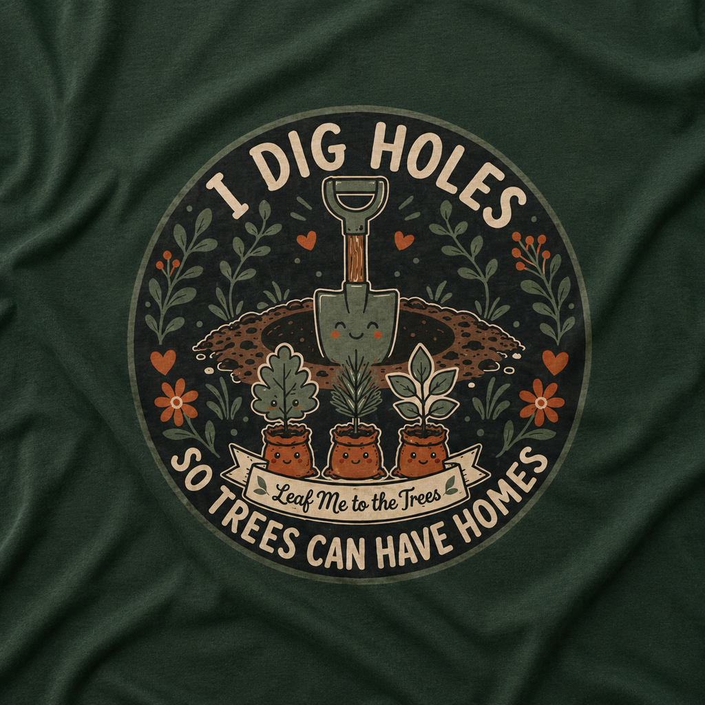 I Dig Holes So Trees Can Have Homes Version Two (Gardening Good Vibes Series) T‑Shirt