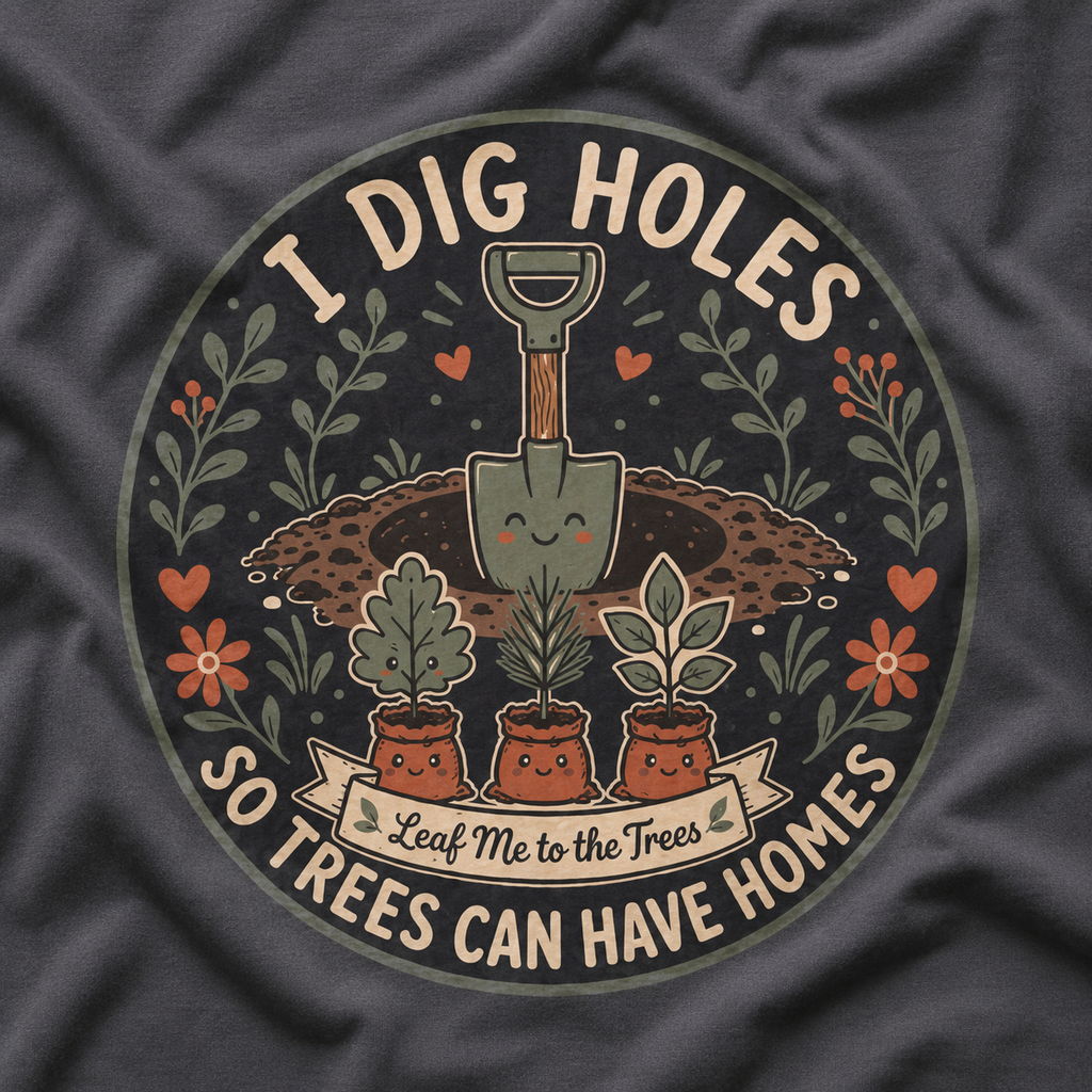 I Dig Holes So Trees Can Have Homes Version Two (Gardening Good Vibes Series) T‑Shirt
