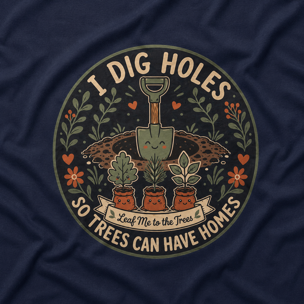 I Dig Holes So Trees Can Have Homes Version Two (Gardening Good Vibes Series) T‑Shirt