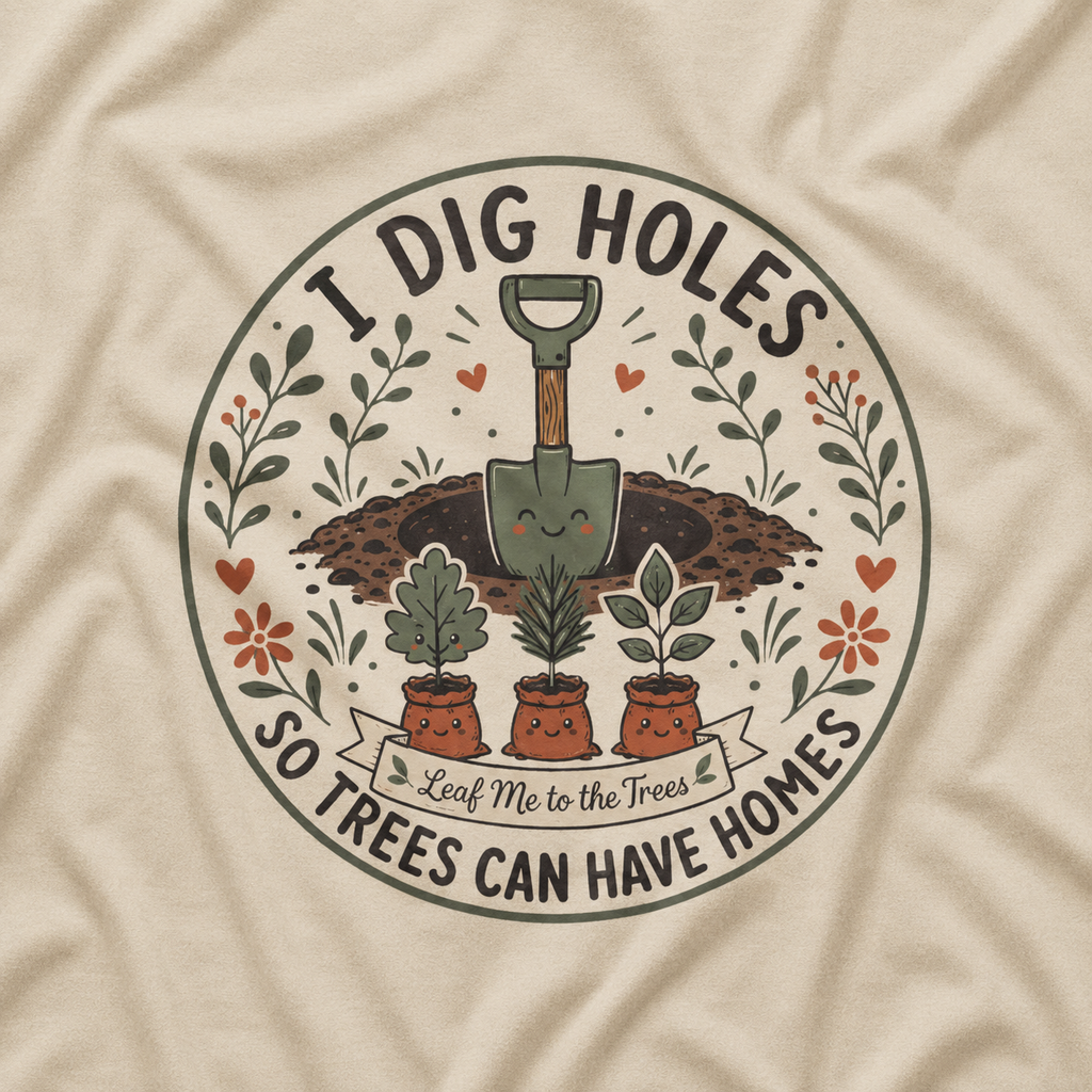 I Dig Holes So Trees Can Have Homes Version Two (Gardening Good Vibes Series) T‑Shirt