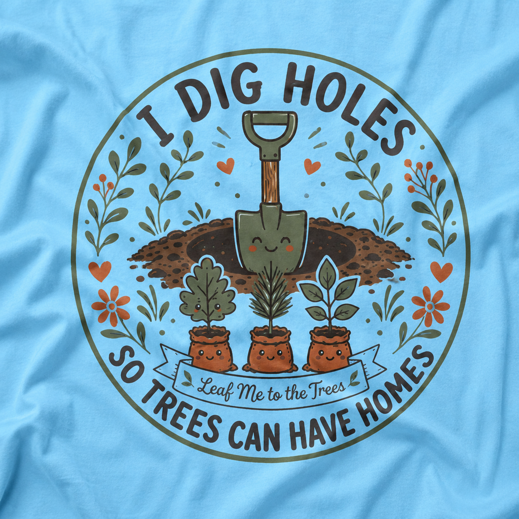 I Dig Holes So Trees Can Have Homes Version Two (Gardening Good Vibes Series) T‑Shirt
