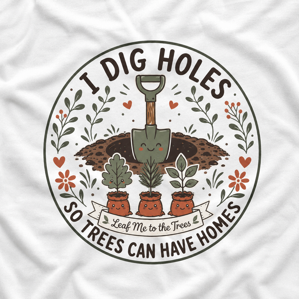 I Dig Holes So Trees Can Have Homes Version Two (Gardening Good Vibes Series) T‑Shirt
