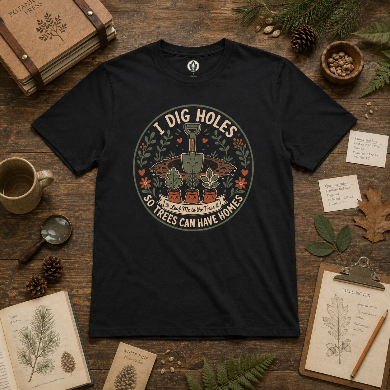 I Dig Holes So Trees Can Have Homes Version Two (Gardening Good Vibes Series) T‑Shirt