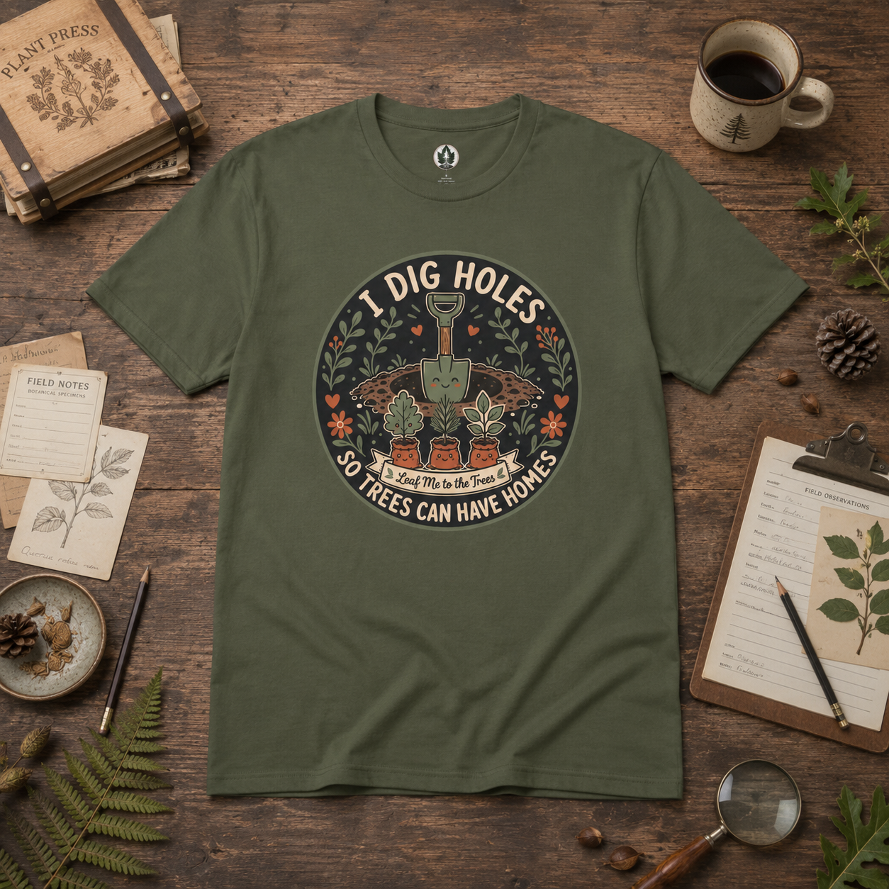 I Dig Holes So Trees Can Have Homes Version Two (Gardening Good Vibes Series) T‑Shirt