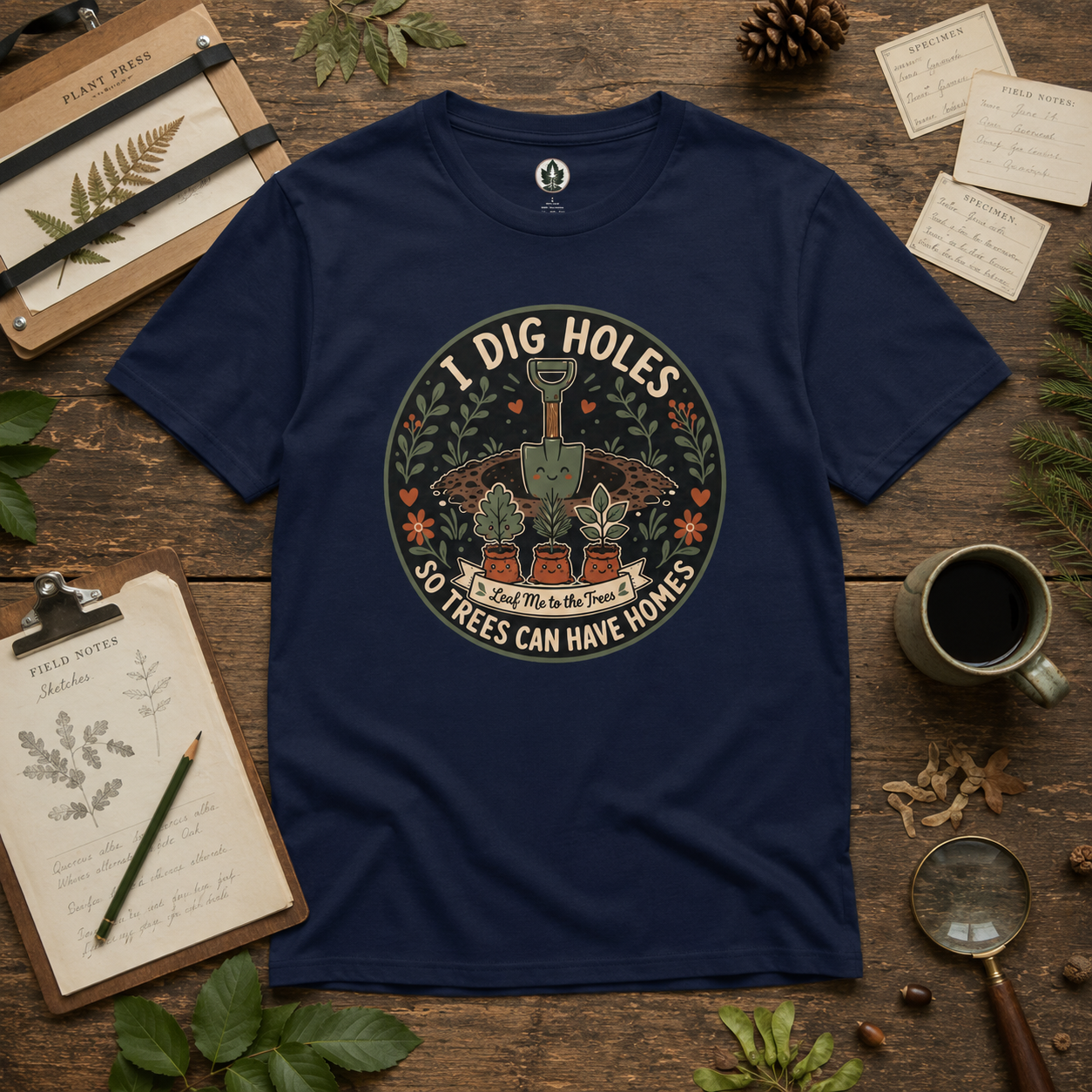 I Dig Holes So Trees Can Have Homes Version Two (Gardening Good Vibes Series) T‑Shirt