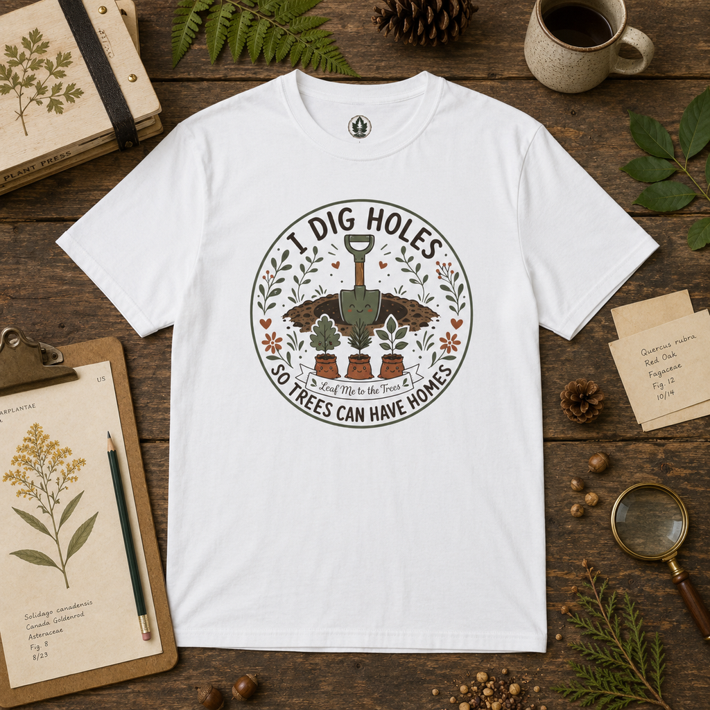 I Dig Holes So Trees Can Have Homes Version Two (Gardening Good Vibes Series) T‑Shirt