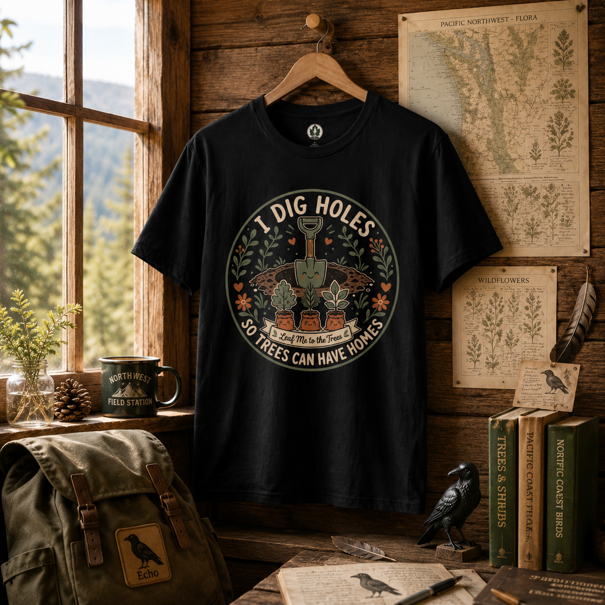 I Dig Holes So Trees Can Have Homes Version Two (Gardening Good Vibes Series) T‑Shirt