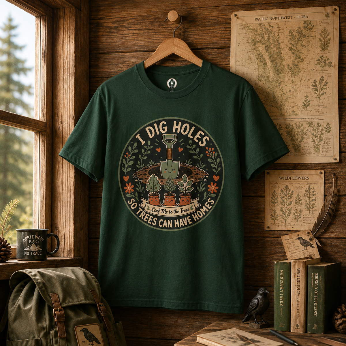 I Dig Holes So Trees Can Have Homes Version Two (Gardening Good Vibes Series) T‑Shirt
