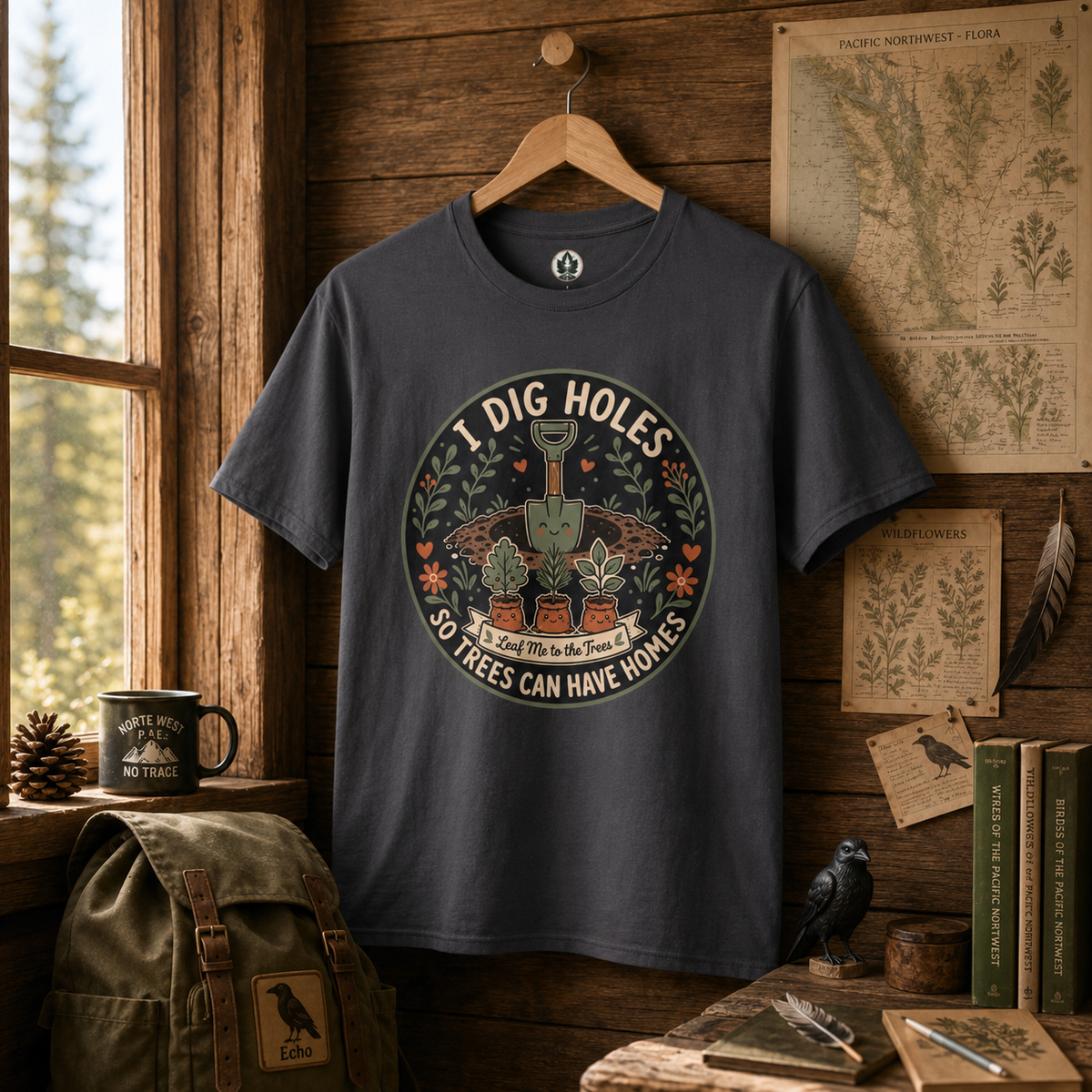 I Dig Holes So Trees Can Have Homes Version Two (Gardening Good Vibes Series) T‑Shirt