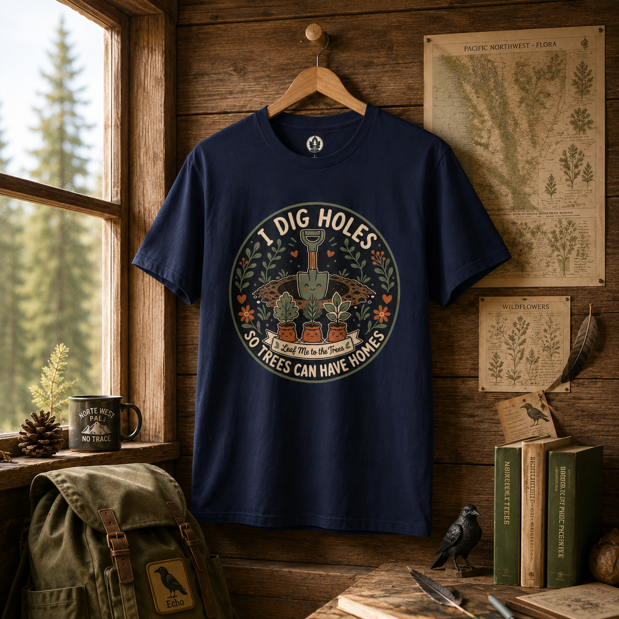 I Dig Holes So Trees Can Have Homes Version Two (Gardening Good Vibes Series) T‑Shirt