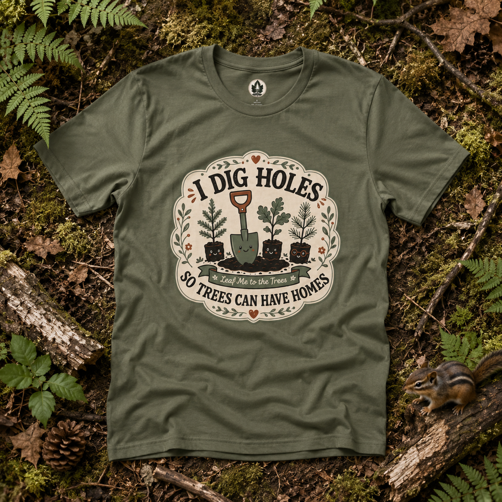 I Dig Holes So Trees Can Have Homes Version Three (Gardening Good Vibes Series) T‑Shirt
