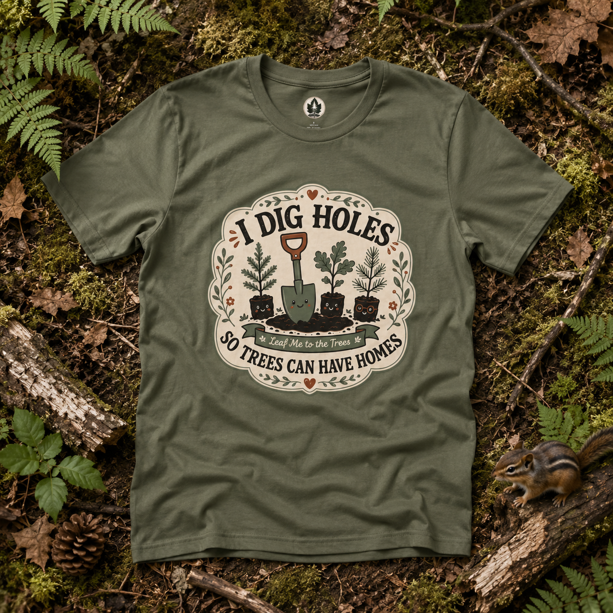 I Dig Holes So Trees Can Have Homes Version Three (Gardening Good Vibes Series) T‑Shirt