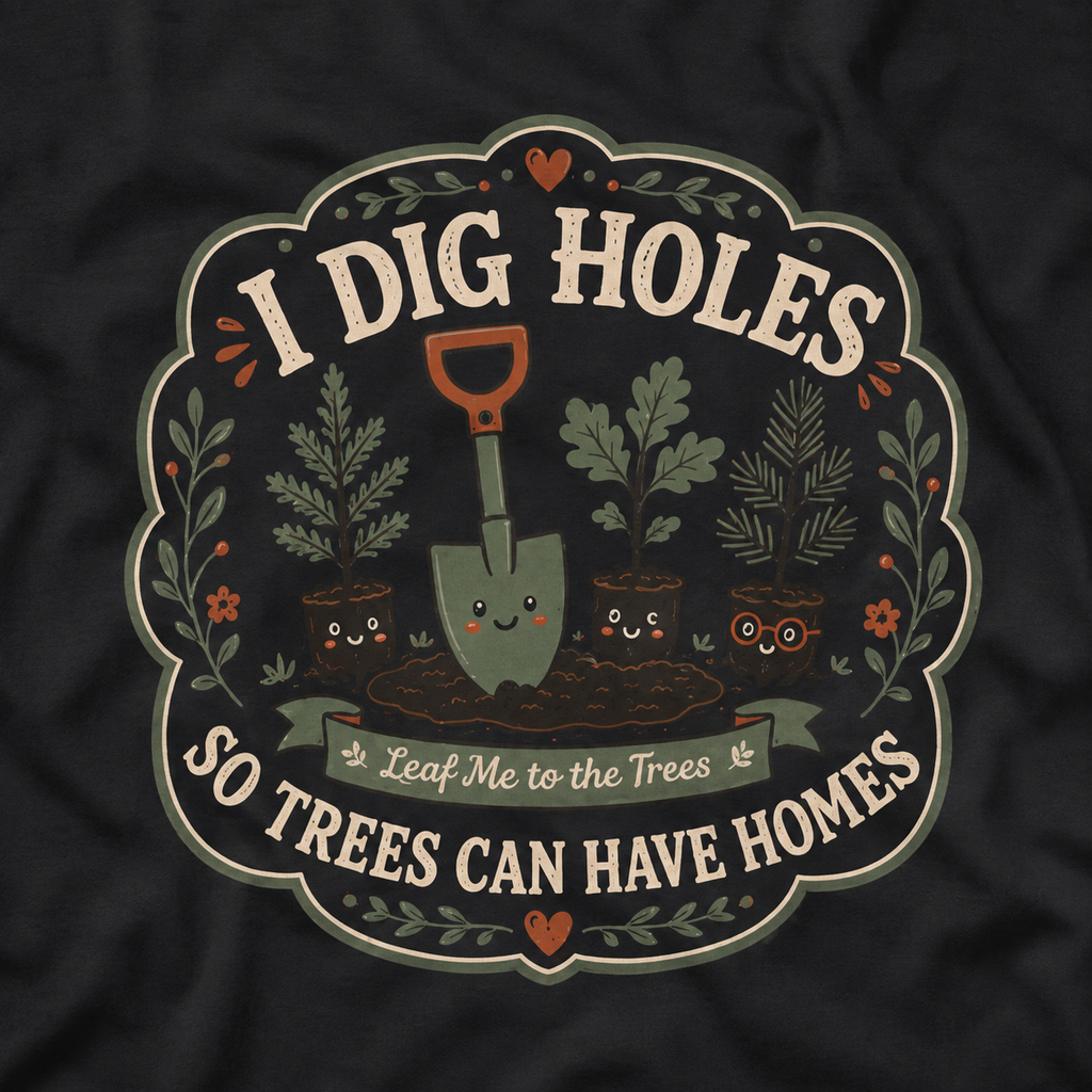 I Dig Holes So Trees Can Have Homes Version Three (Gardening Good Vibes Series) T‑Shirt