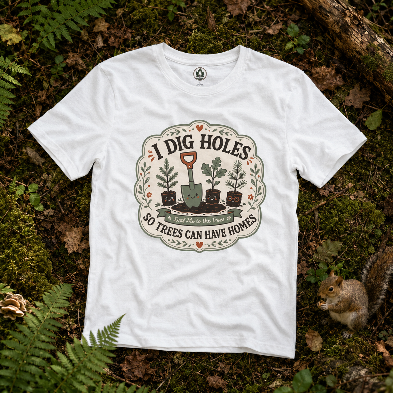 I Dig Holes So Trees Can Have Homes Version Three (Gardening Good Vibes Series) T‑Shirt