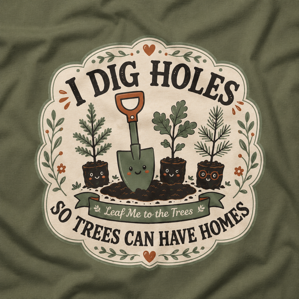 I Dig Holes So Trees Can Have Homes Version Three (Gardening Good Vibes Series) T‑Shirt