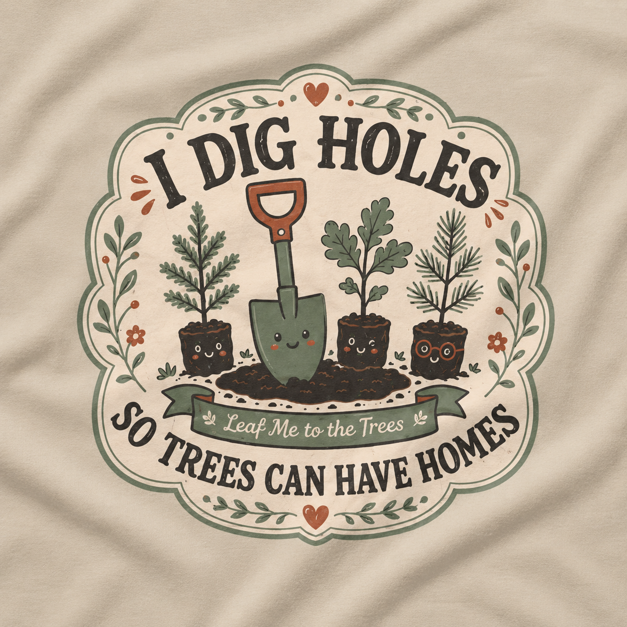 I Dig Holes So Trees Can Have Homes Version Three (Gardening Good Vibes Series) T‑Shirt
