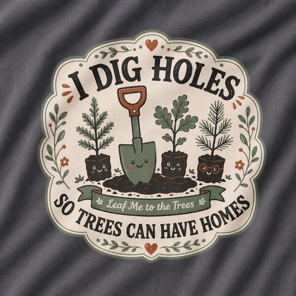 I Dig Holes So Trees Can Have Homes Version Three (Gardening Good Vibes Series) T‑Shirt