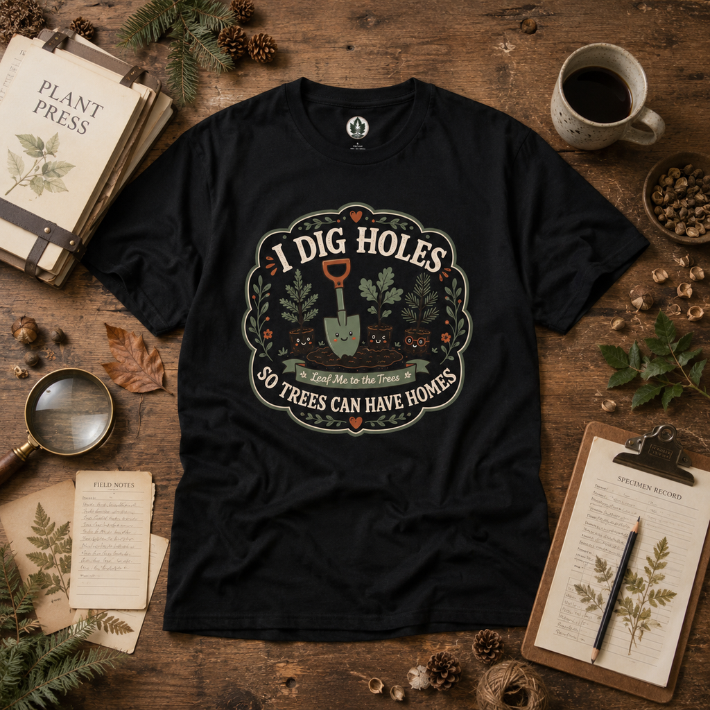 I Dig Holes So Trees Can Have Homes Version Three (Gardening Good Vibes Series) T‑Shirt