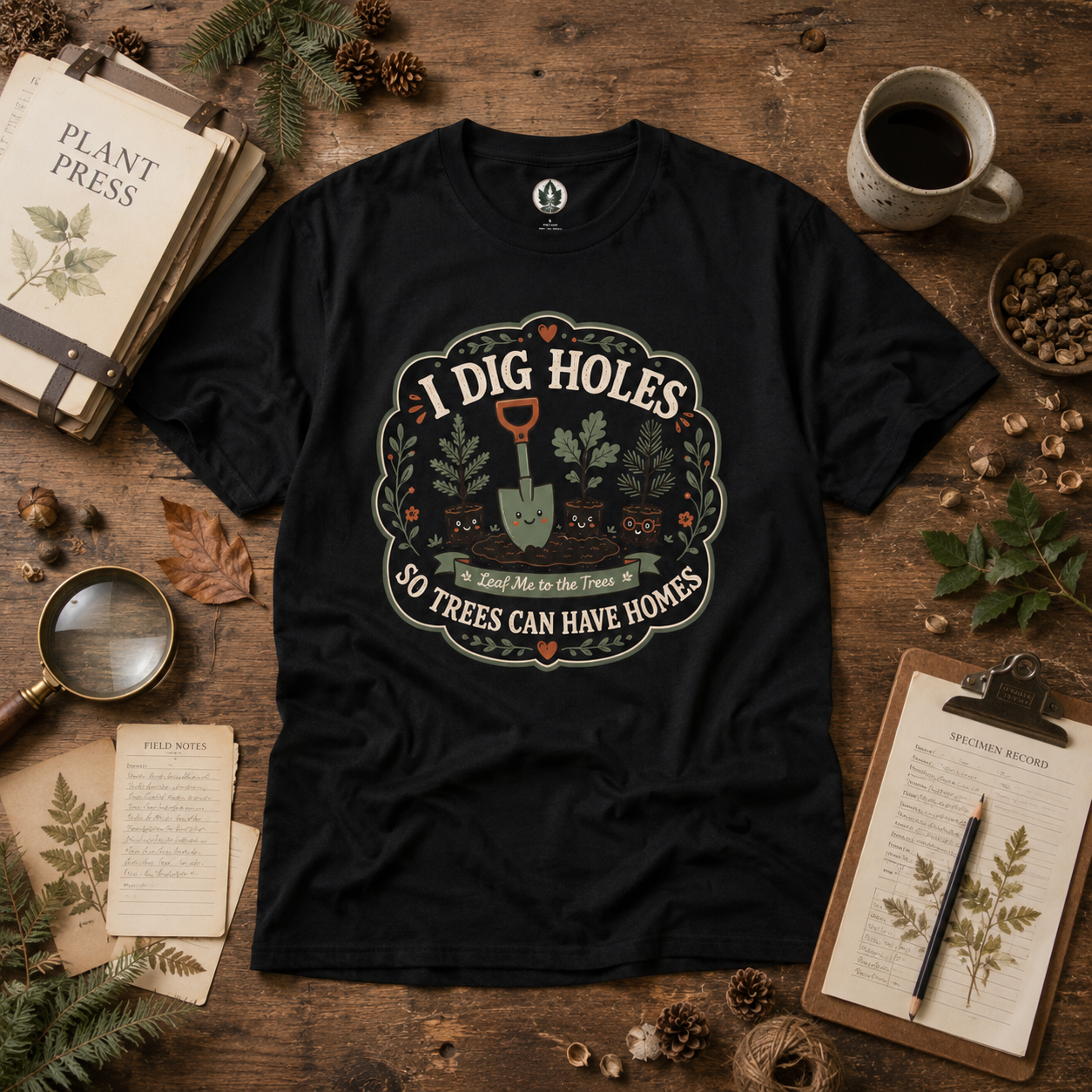 I Dig Holes So Trees Can Have Homes Version Three (Gardening Good Vibes Series) T‑Shirt