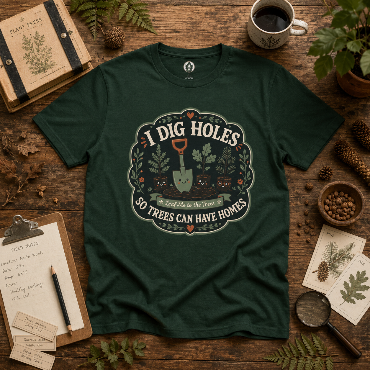 I Dig Holes So Trees Can Have Homes Version Three (Gardening Good Vibes Series) T‑Shirt