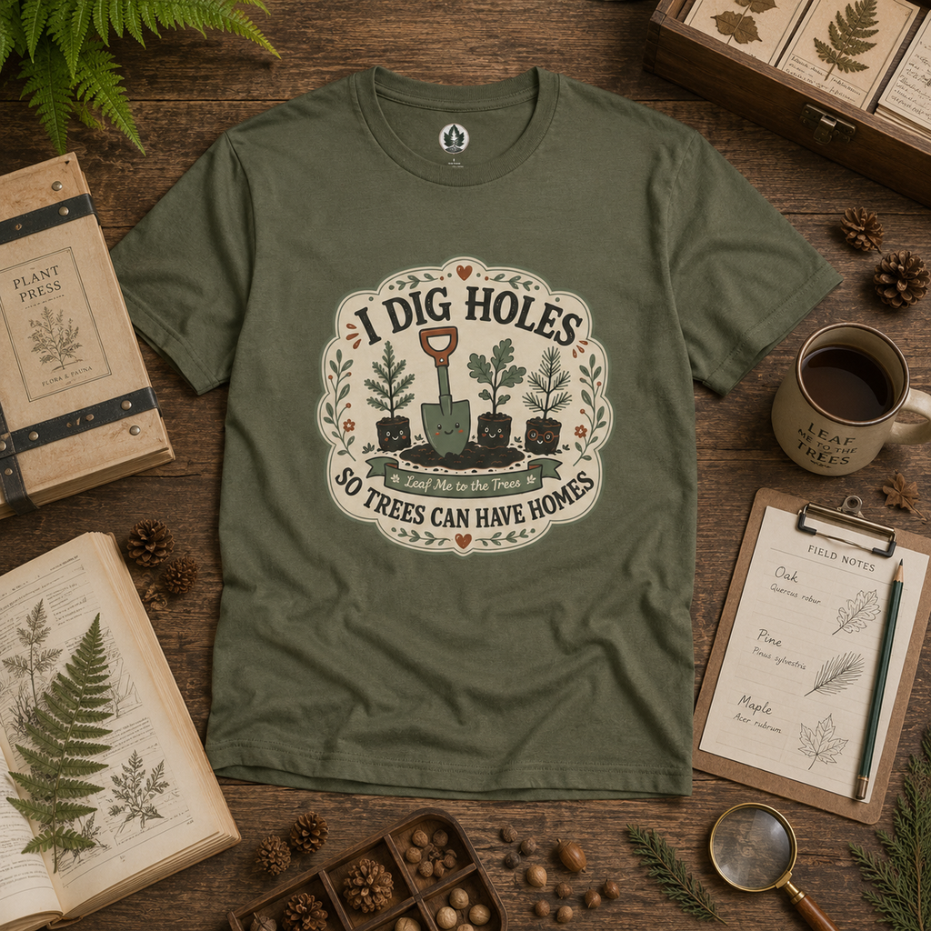 I Dig Holes So Trees Can Have Homes Version Three (Gardening Good Vibes Series) T‑Shirt