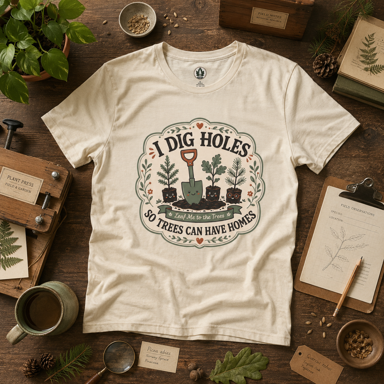 I Dig Holes So Trees Can Have Homes Version Three (Gardening Good Vibes Series) T‑Shirt
