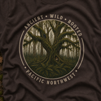 Copy of Pacific Northwest Tree T‑Shirt - "Ancient - Wild - Rooted" with Otto and Echo in the tree