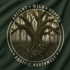 Copy of Pacific Northwest Tree T‑Shirt - "Ancient - Wild - Rooted" with Otto and Echo in the tree