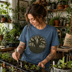 Pacific Northwest Tree T‑Shirt - "Ancient - Wild - Rooted" with Otto and Echo in the tree