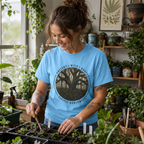 Pacific Northwest Tree T‑Shirt - "Ancient - Wild - Rooted" with Otto and Echo in the tree