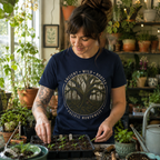 Pacific Northwest Tree T‑Shirt - "Ancient - Wild - Rooted" with Otto and Echo in the tree