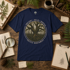 Pacific Northwest Tree T‑Shirt - "Ancient - Wild - Rooted" with Otto and Echo in the tree