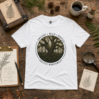Pacific Northwest Tree T‑Shirt - "Ancient - Wild - Rooted" with Otto and Echo in the tree