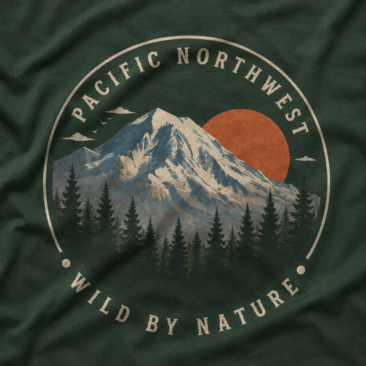 Pacific Northwest Mountain T‑Shirt — “Wild by Nature” Tee