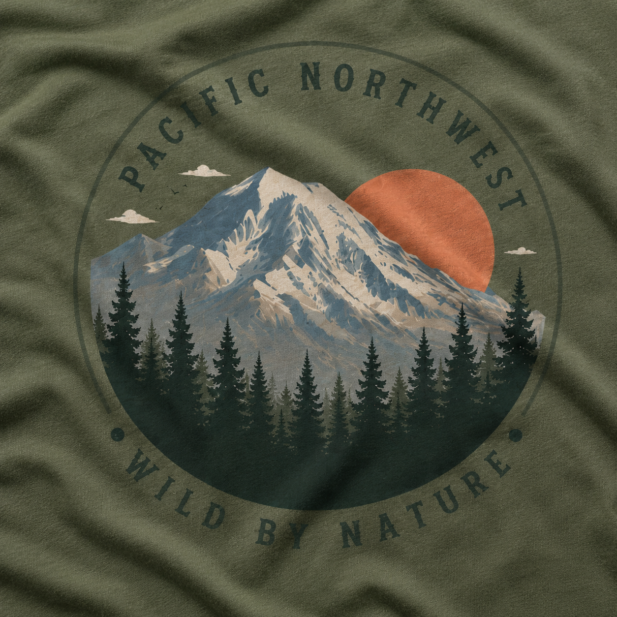 Pacific Northwest Mountain T‑Shirt — “Wild by Nature” Tee