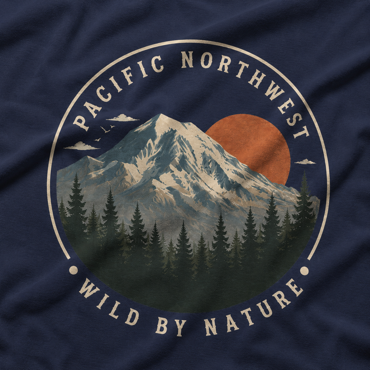 Pacific Northwest Mountain T‑Shirt — “Wild by Nature” Tee