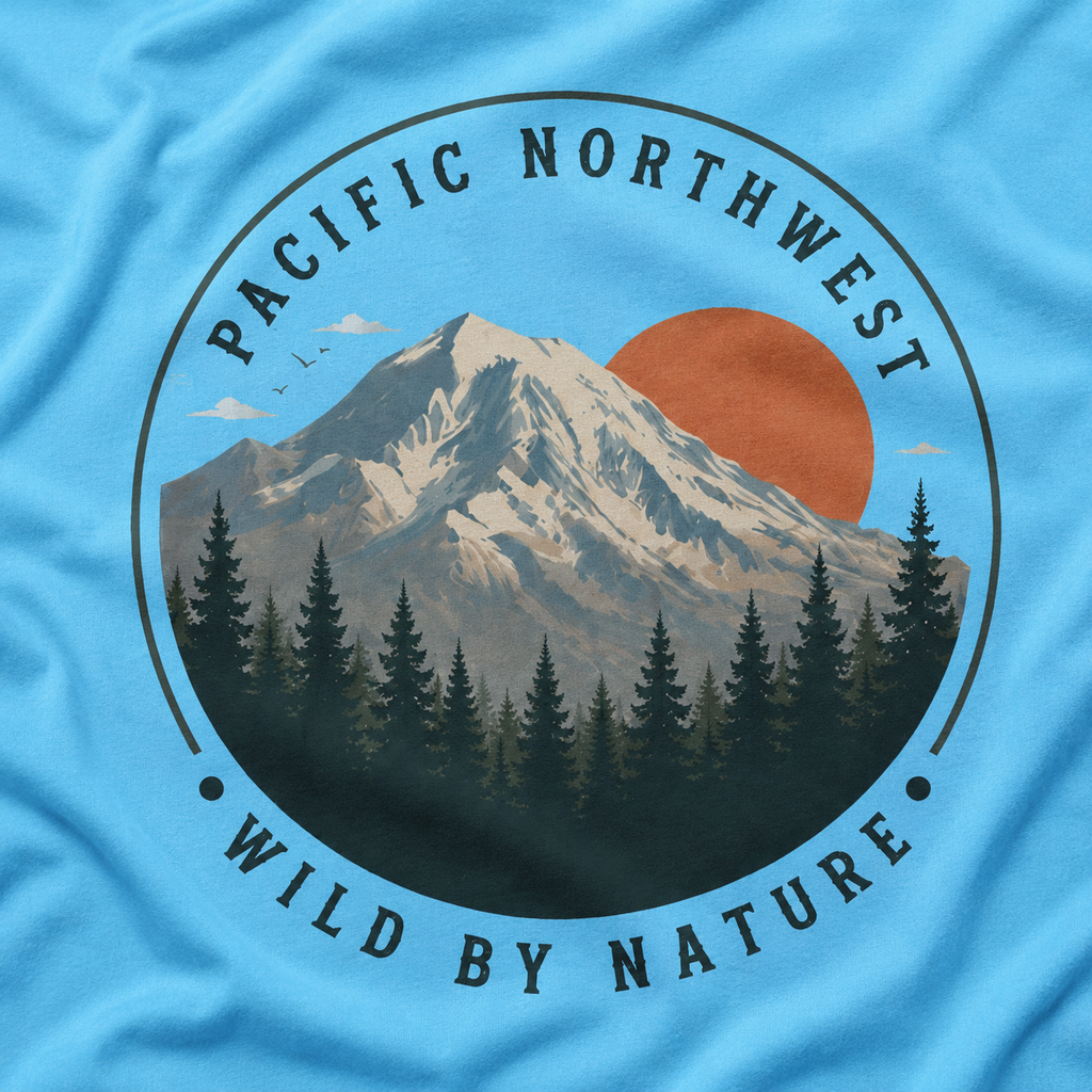Pacific Northwest Mountain T‑Shirt — “Wild by Nature” Tee