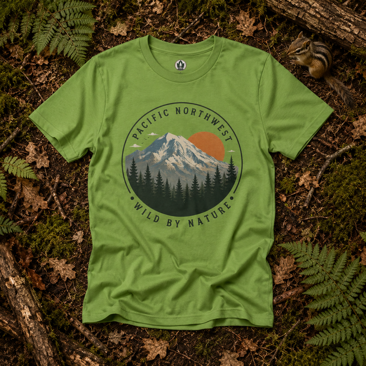Pacific Northwest Mountain T‑Shirt — “Wild by Nature” Tee