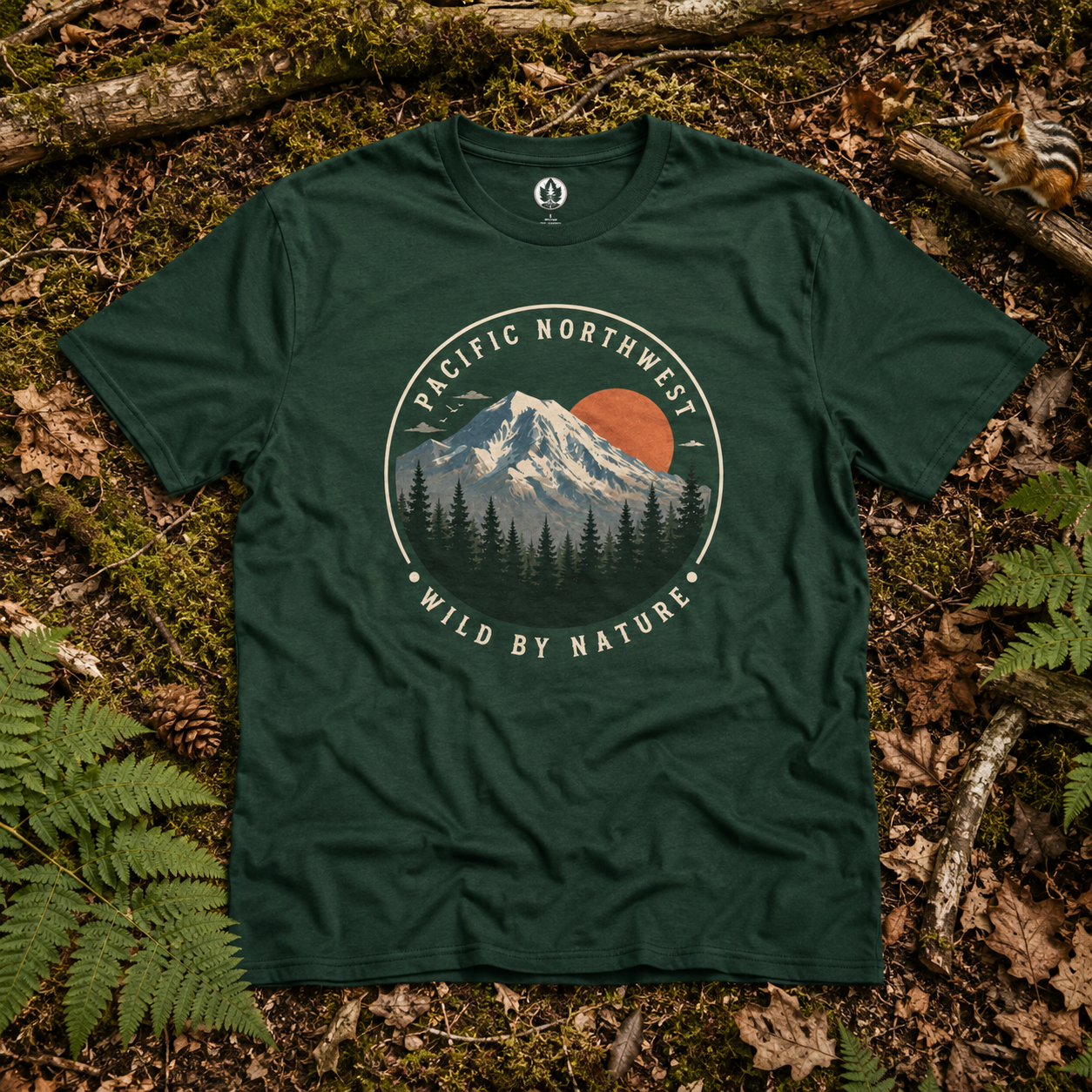 Pacific Northwest Mountain T‑Shirt — “Wild by Nature” Tee