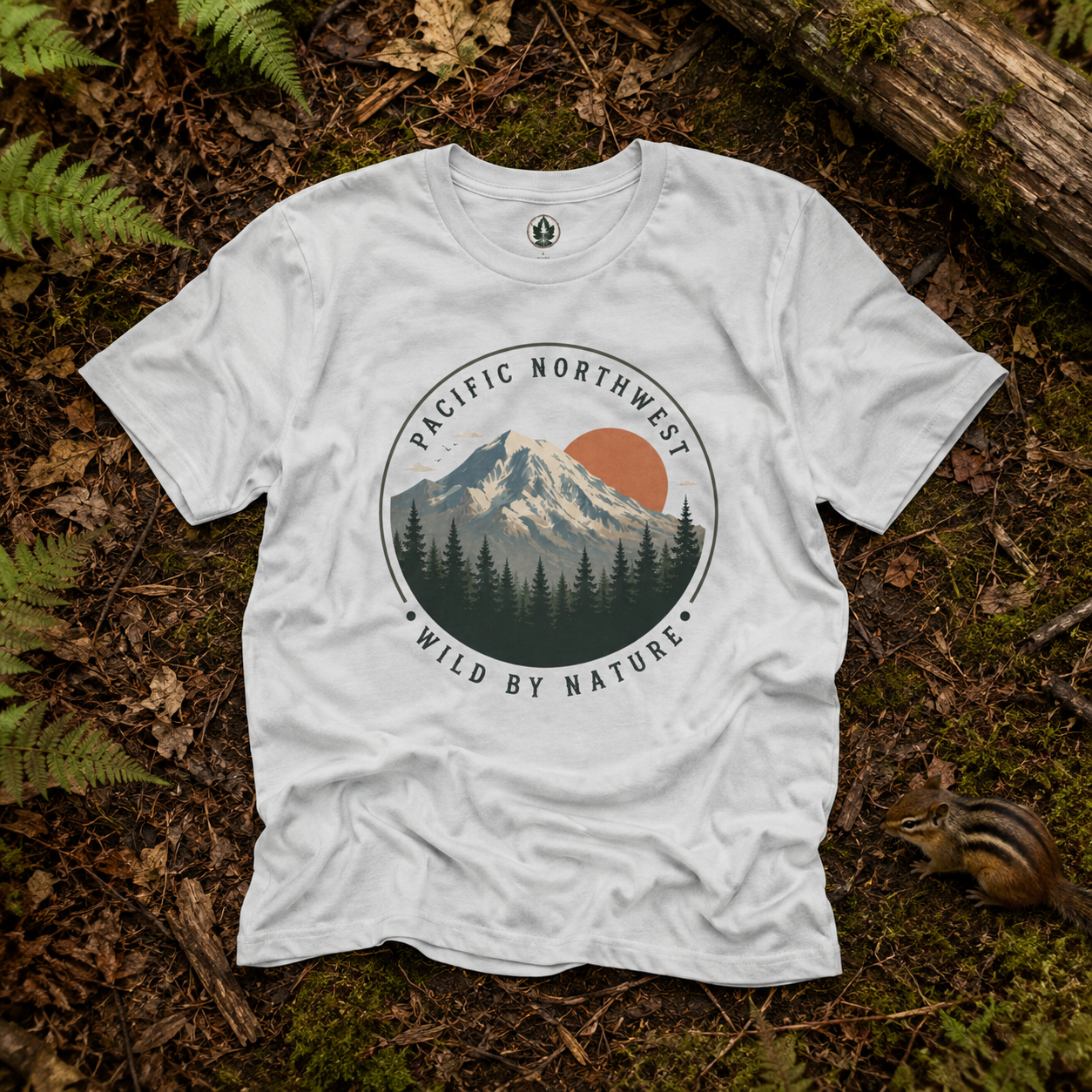 Pacific Northwest Mountain T‑Shirt — “Wild by Nature” Tee