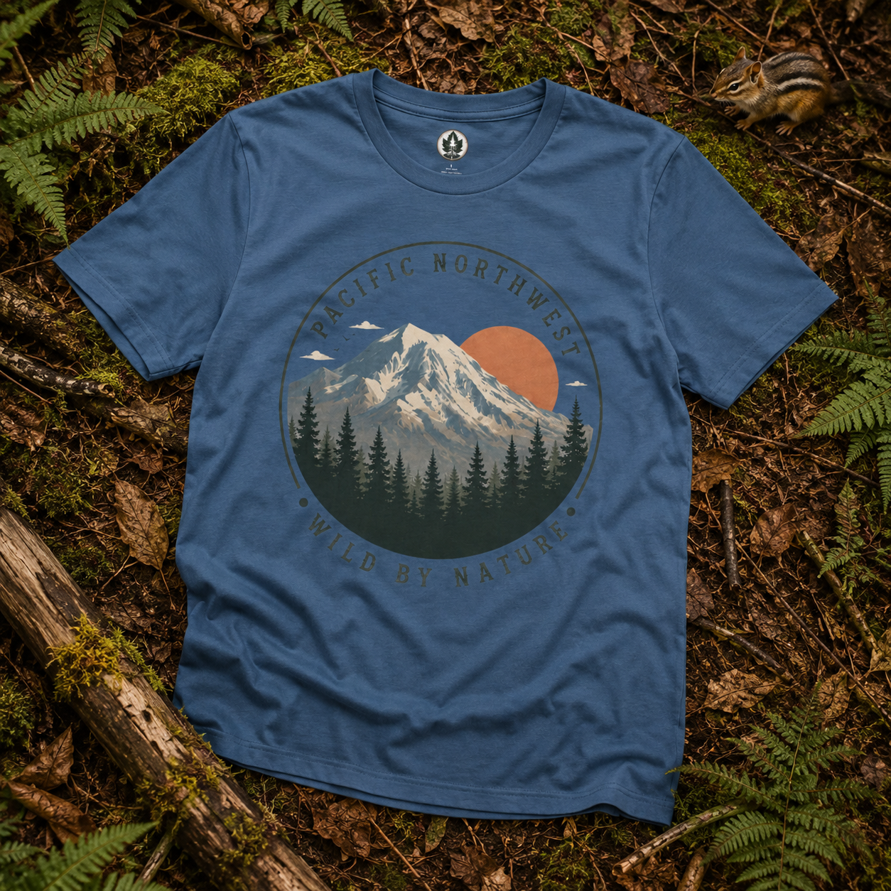 Pacific Northwest Mountain T‑Shirt — “Wild by Nature” Tee